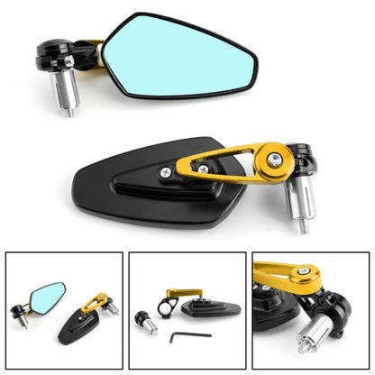 1 Pair 7/8" Gold Handlebar End Mirrors for Universal Motorcycle