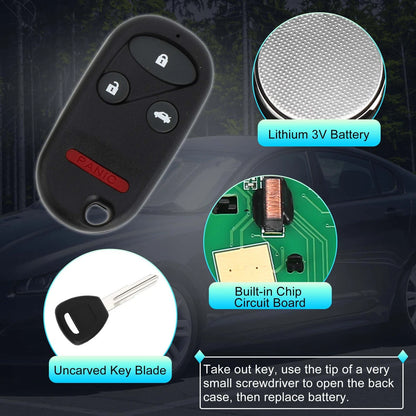 433MHz Keyless Entry Remote Ignition Transponder Key Fob for Honda Civic, Accord