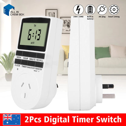 2 x Digital Timer Switch Socket for Electric Programmable Power AU Plug (N/A)