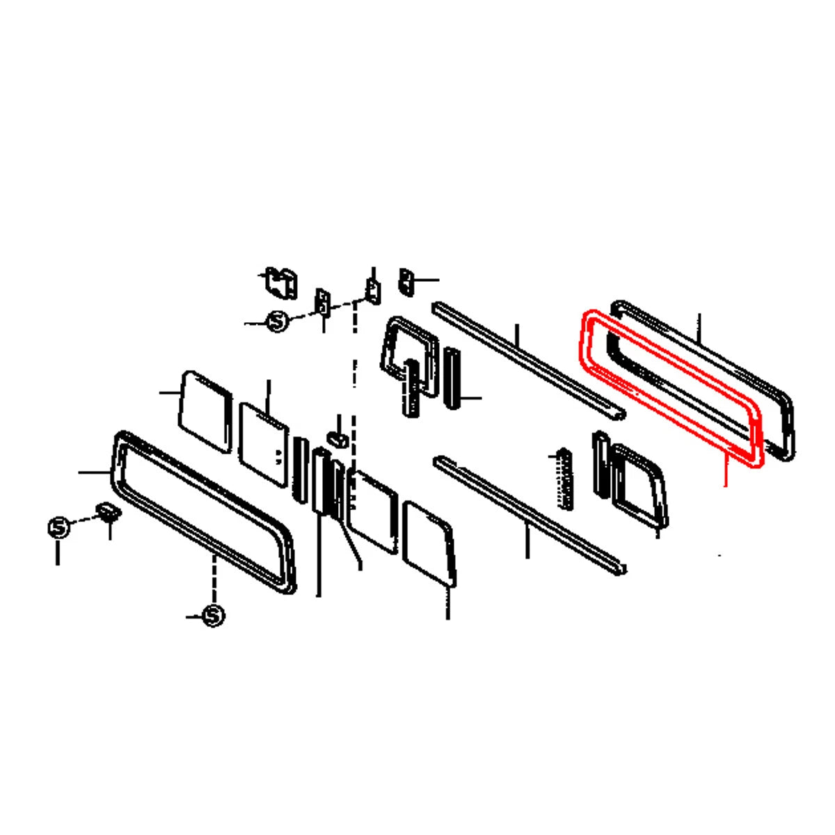 RR Window Glass Weatherstrip for Toyota Dyna 100 1985-1987