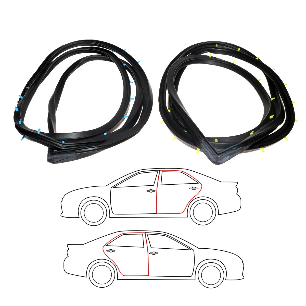 Rear Door Weatherstrip Set for Toyota Corona Mark II 2000 X10 RX12 Sedan 1972-1976