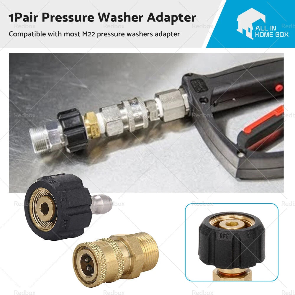 1 Pair M22-14 Adapter 1/4" Quick Connect Coupler for Pressure Washer (N/A)