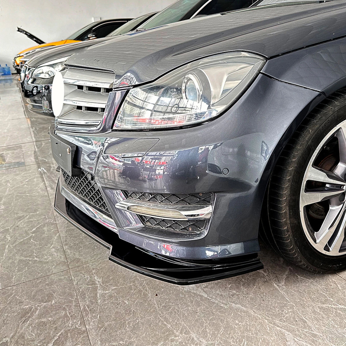 Front Spoiler Lip Splitter for Benz W204 S204 AMG Line (2011-2014) Bla ...
