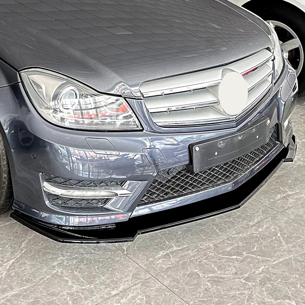 Front Spoiler Lip Splitter for Benz W204 S204 AMG Line (2011-2014) Bla ...