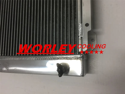 Aluminum Radiator + Fan + Blue Hoses for Datsun 1200 (1970-1976)