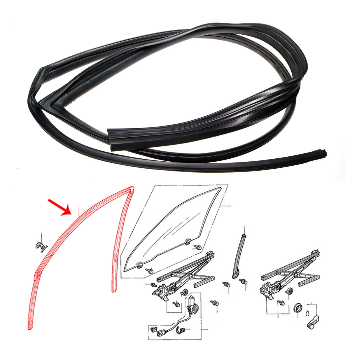 LHS Door Window Glass Run Channel for Honda Civic Hatchback DX 1991-1995