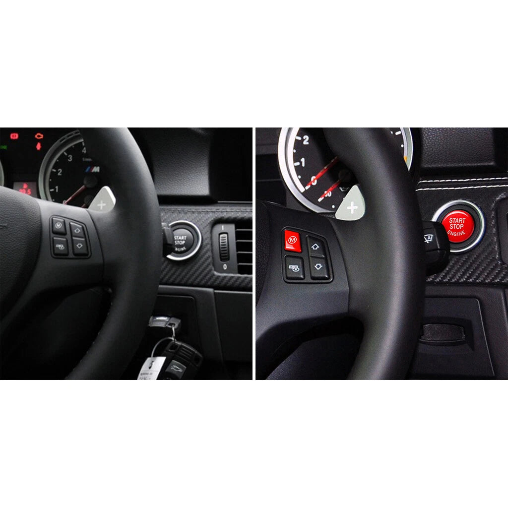 1 x Red Start Stop Button + M Cover Cap for BMW 3 Series M3 E90 E91 (2007-2013)