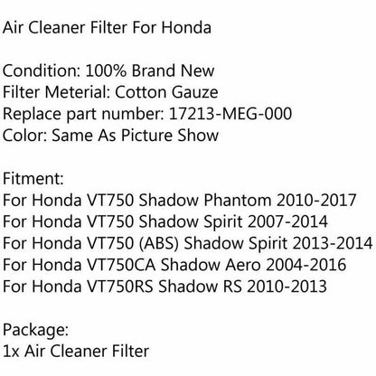 Air Filter for Honda VT 750 Shadow Aero Spirit Phantom (2004-2009)