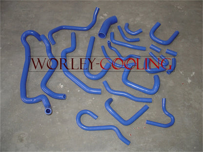 Aluminum Radiator + Blue Silicone Hose + Shroud + Fan for Silvia S13 (1989-1994)