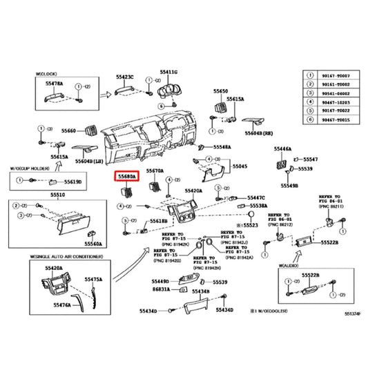 Air Vent Trim Center LH for Toyota Hilux2004-2015