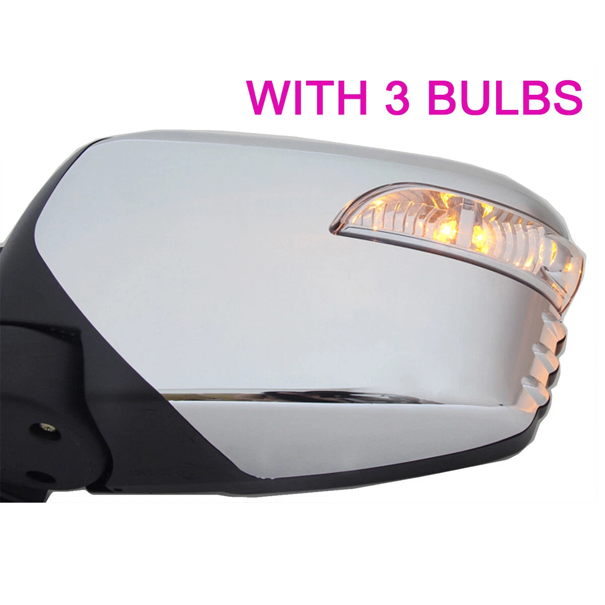 Chrome Electric Wing Mirror LED Set for Mitsubishi L200 Warrior