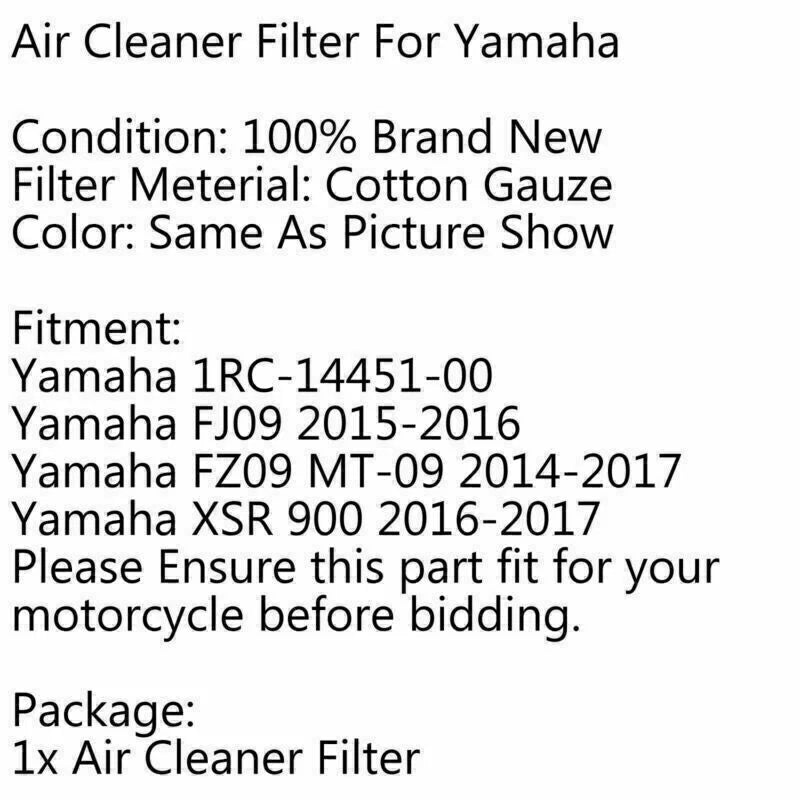 Air Filter for Yamaha MT-09 / Tracer 900 / XSR 900 (2014-2019)