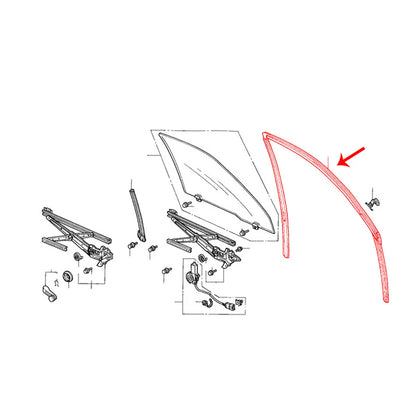 Door Glass Run Channel Weatherstrip for Honda Civic EG3 EG6 EJ2 1991-1995