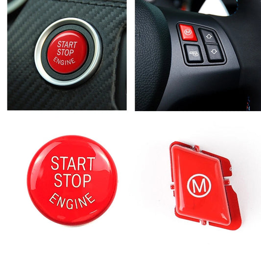 1 x Red Start Stop Button + M Cover Cap for BMW 3 Series M3 E90 E91 (2007-2013)