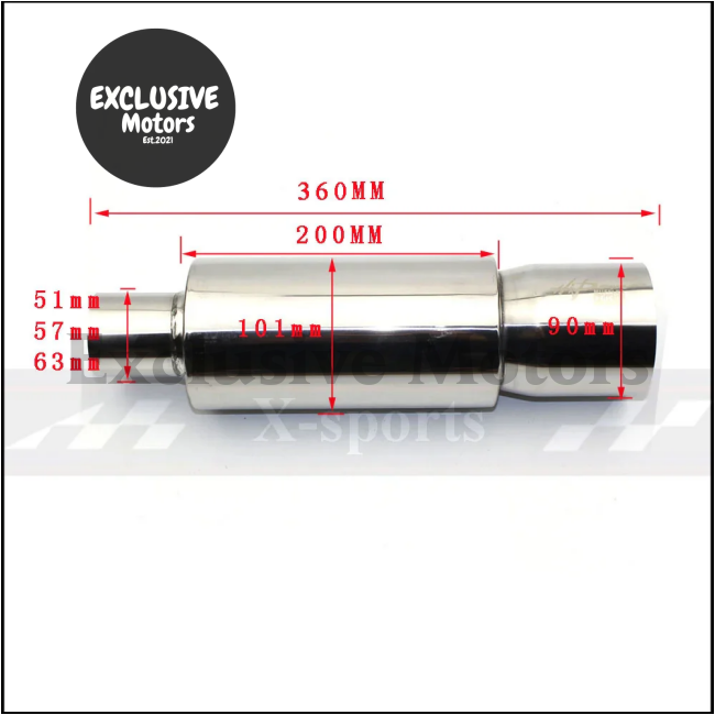 Universal Stainless Steel Muffler Tip - Id 51/57/63Mm To 90Mm